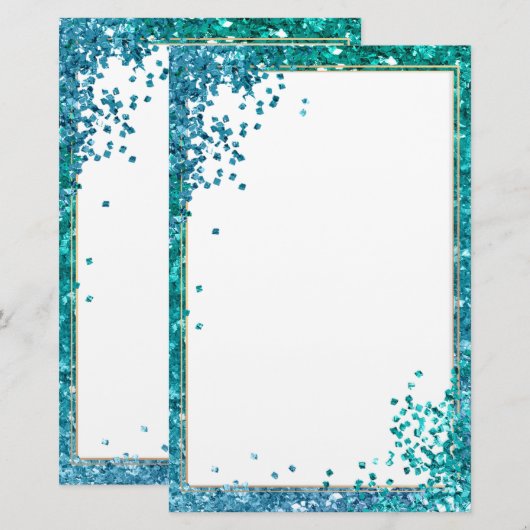 Elegante glitterschrijfmateriaal briefpapier (Voorkant / Achterkant)