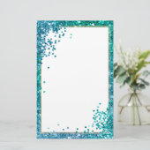 Elegante glitterschrijfmateriaal briefpapier (Staand voorkant)