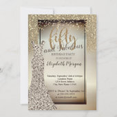 Elegante glittersjurk, confetti 50ste verjaardagsf kaart (Voorkant)