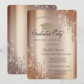 Elegante glitterslierten, afstudeerhoed afstuderen kaart (Voorkant / Achterkant)