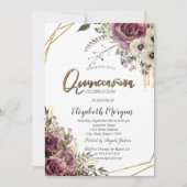 Elegante glitterslierten, bloemige Quinceañera-fee Kaart (Voorkant)