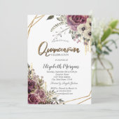 Elegante glitterslierten, bloemige Quinceañera-fee Kaart (Staand voorkant)