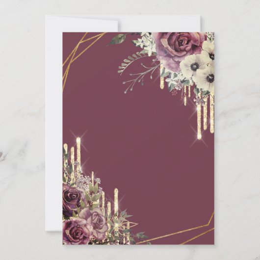 Elegante glitterslierten, bloemige Quinceañera-fee Kaart (Achterkant)