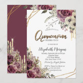 Elegante glitterslierten, bloemige Quinceañera-fee Kaart (Voorkant / Achterkant)