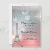 Elegante glitterslierten, Eiffeltoren Quinceanera Kaart (Voorkant)