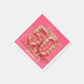 Elegante Glitzy Gestreepte Roze & Gouden 50e Verja Servet (Hoek)