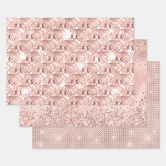 Elegante Glitzy Meisjesachtige Roze en Zilver Inpakpapier Vel (Set)