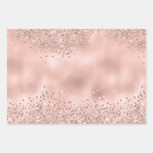 Elegante Glitzy Meisjesachtige Roze Roze en Zilver Inpakpapier Vel (Voorkant 2)