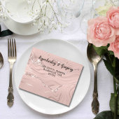 Elegante Glitzy Sparkly Zilveren Blush Roze QR Cod All In One Uitnodiging