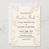 Elegante Glod Leaf Crème Spaans Nuestra Boda Kaart (Voorkant)