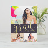 Elegante gloed BEWERKBARE KLEUR Afstudeer fotocard Aankondiging (Staand voorkant)