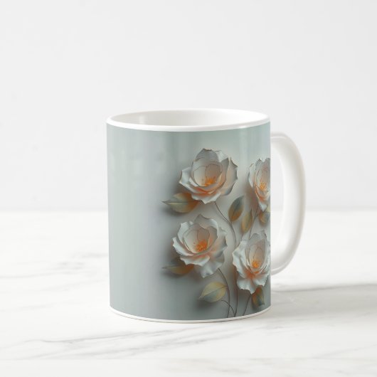Elegante gloeiende 3 D bloemen Koffiemok (Voorkant rechts)