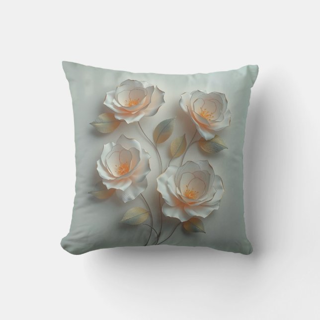 Elegante gloeiende 3 D bloemen Kussen (Voorkant)
