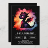 Elegante gloeiende drakenverjaardag kaart (Voorkant / Achterkant)