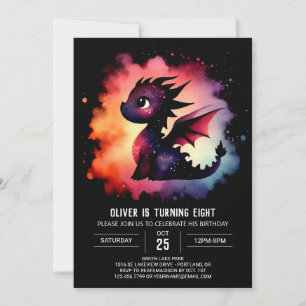 Elegante gloeiende drakenverjaardag kaart
