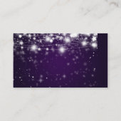 Elegante gloeiende sterren Paarse bruiloft invoege Informatiekaartje (Achterkant)