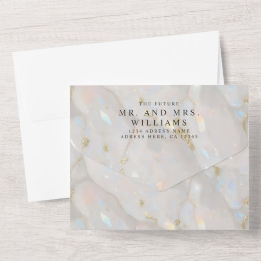 Elegante Glossy Opal Stone Uniek All In One Uitnodiging (Achterkant)