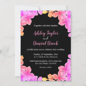 Elegante Glow Neon Lights Rozen Boho Bloemen Bruil Kaart (Voorkant)