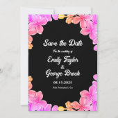 Elegante Glow Neon Lights Rozen Boho Bloemen Bruil Save The Date (Voorkant)