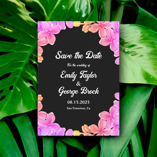 Elegante Glow Neon Lights Rozen Boho Bloemen Bruil Save The Date