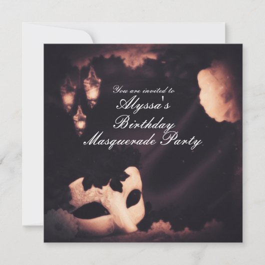 Elegante Glow Vintage Maskerade Masker Uitnodiging (Voorkant)