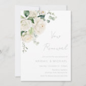 Elegante goddelijke witte rozen en salie geloftenv kaart (Voorkant)