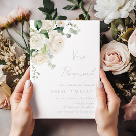 Elegante goddelijke witte rozen en salie geloftenv kaart