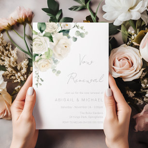 Elegante Goddelijke Witte Rozen & Sage Gelofte Ver Kaart