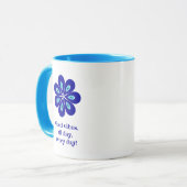 Elegante goede vibes, blauwe bloem kwaad oog amule mok (Voorkant links)