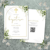 Elegante Gold Arch Greenery Bloemendoop QR-code Kaart
