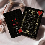 Elegante Gold Art Deco Casino QR Code Huwelijk Kaart<br><div class="desc">Glamoureuze Casino Royale en Art Deco 20s thema kaart ontwerp. Het beschikt over art deco stijl, een Roaring 1920's oude Hollywood faux gouden lijst, speelkaarten pakken (simuleren speelkaarten), op gouden zwarte Art Deco patroonachtergrond. Speciale bewoordingen worden gebruikt als in poker spel. Op de achterkant zijn faux gold Art Deco-patroon, QR-code...</div>