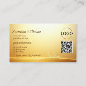 Elegante Gold Beige Curve Decor Logo en QR-code Visitekaartje (Achterkant)