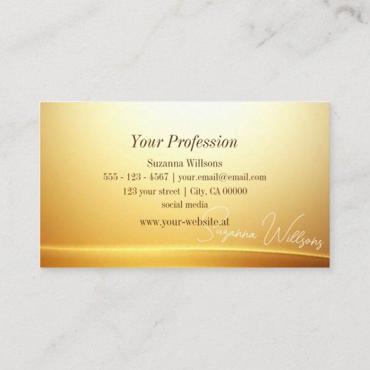 Elegante Gold Beige Curve Decor met Monogram Edel Visitekaartje (Achterkant)