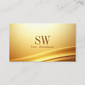 Elegante Gold Beige Curve Decor met Monogram Edel Visitekaartje (Voorkant)