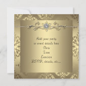 Elegante Gold Black Damask Party Uitnodigingen (Achterkant)