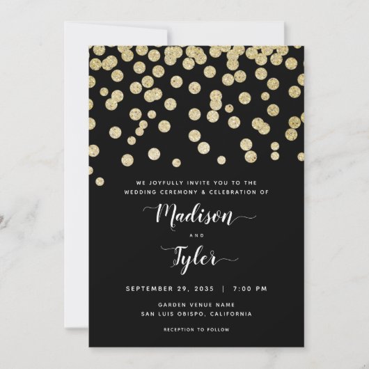 Elegante Gold & Black Glitter Confetti minimalist Kaart (Voorkant)