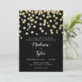 Elegante Gold & Black Glitter Confetti minimalist Kaart (Staand voorkant)
