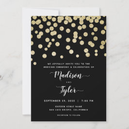 Elegante Gold & Black Glitter Confetti minimalist Kaart