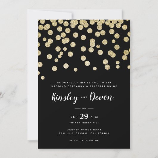 Elegante Gold & Black Glitter Confetti minimalist Kaart (Voorkant)