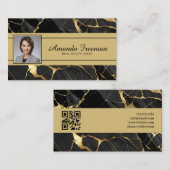 Elegante Gold & Black Marble makelaar Visitekaartje (Voorkant / Achterkant)