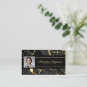Elegante Gold & Black Marble makelaar Visitekaartje (Staand voorkant)