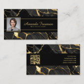 Elegante Gold & Black Marble makelaar Visitekaartje (Voorkant / Achterkant)