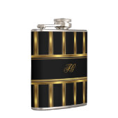 Elegante Gold Black Metal look Monogram Naam 3 Heupfles (Rechts)