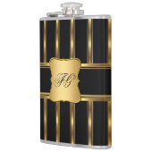 Elegante Gold Black Metal look Monogram Naam Heupfles (Links)