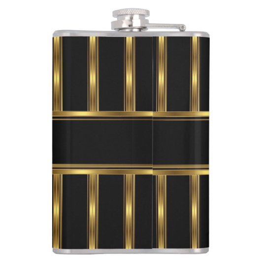 Elegante Gold Black Metal look Monogram Naam Heupfles (Achterkant)