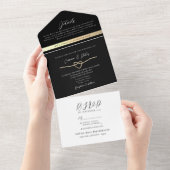Elegante Gold Black Wedding All-in-One uitnodiging (Afscheurbaar)
