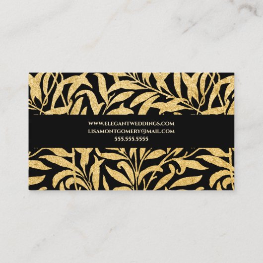 Elegante Gold Black Wedding Planner Visitekaartje (Achterkant)
