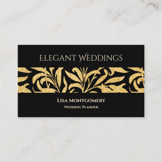 Elegante Gold Black Wedding Planner Visitekaartje (Voorkant)