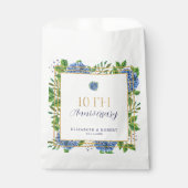 Elegante Gold Blue Hydrangea 10e Jubileum Party Bedankzakje (Voorkant)