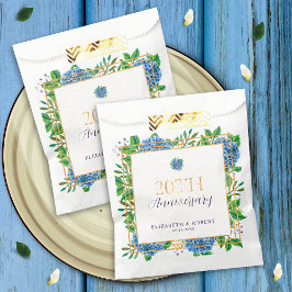 Elegante Gold Blue Hydrangea 20e Jubileum Party Bedankzakje